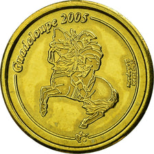France, Fantasy euro patterns, 10 Euro Cent, Guadeloupe, 2005, MS(63), Brass