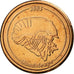 France, Fantasy euro patterns, 2 Euro Cent, Guadeloupe, 2005, MS(63), Copper
