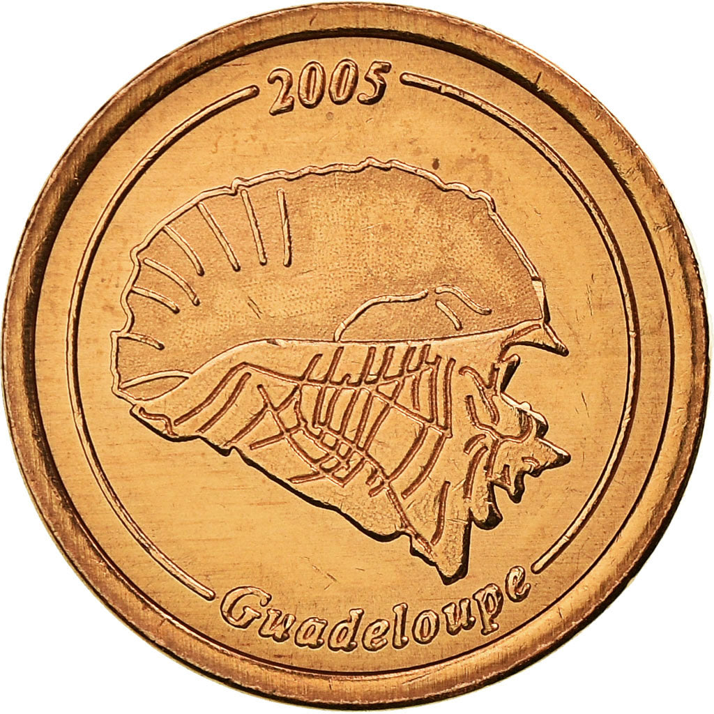 France, Fantasy euro patterns, Euro Cent, Guadeloupe, 2005, MS(63), Copper