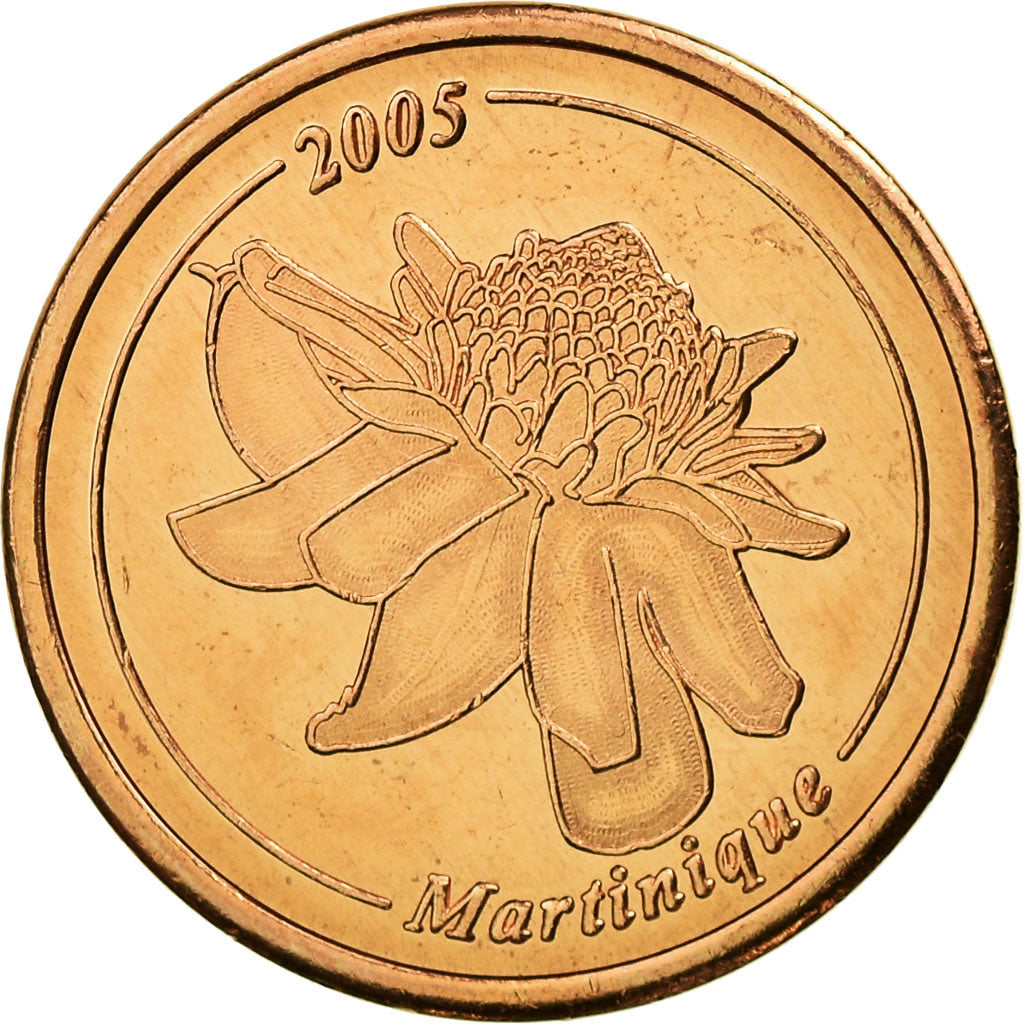 France, Fantasy euro patterns, 5 Euro Cent, Martinique, 2005, MS(63), Copper