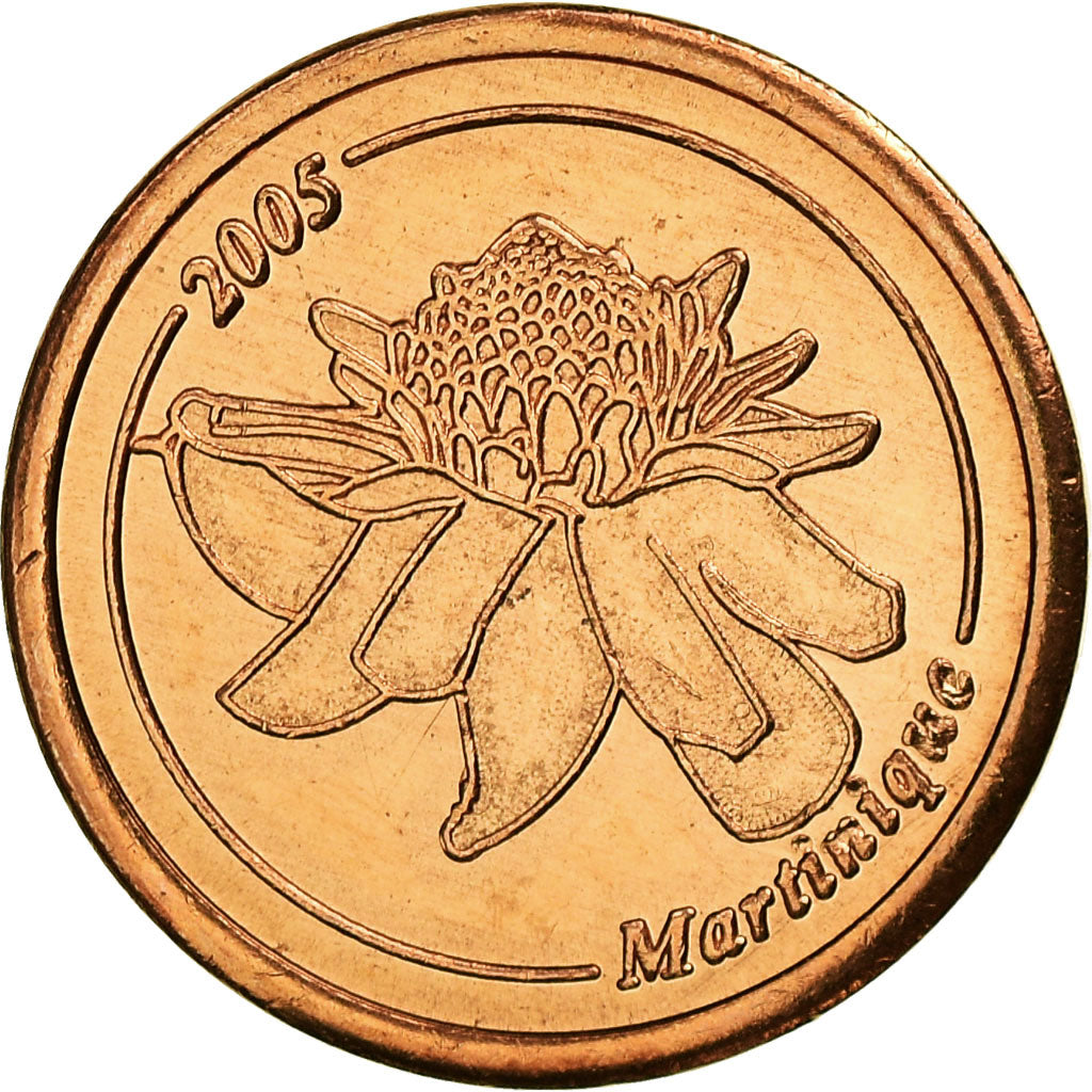 France, Fantasy euro patterns, Euro Cent, Martinique, 2005, MS(63), Copper