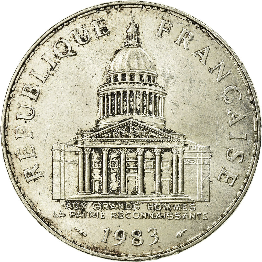Moneda, Francia, Panthéon, 100 Francs, 1983, Paris, MBC, Plata, KM:951.1