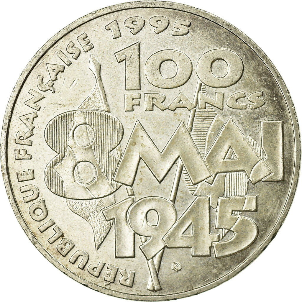 Moneda, Francia, 8 mai 1945, 100 Francs, 1995, MBC+, Plata, KM:1116.1