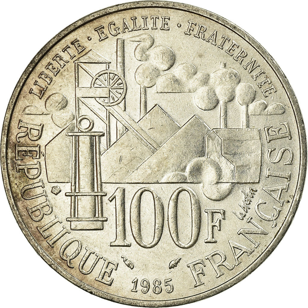 Munten, Frankrijk, Germinal, 100 Francs, 1985, PR, Zilver, KM:957, Gadoury:900