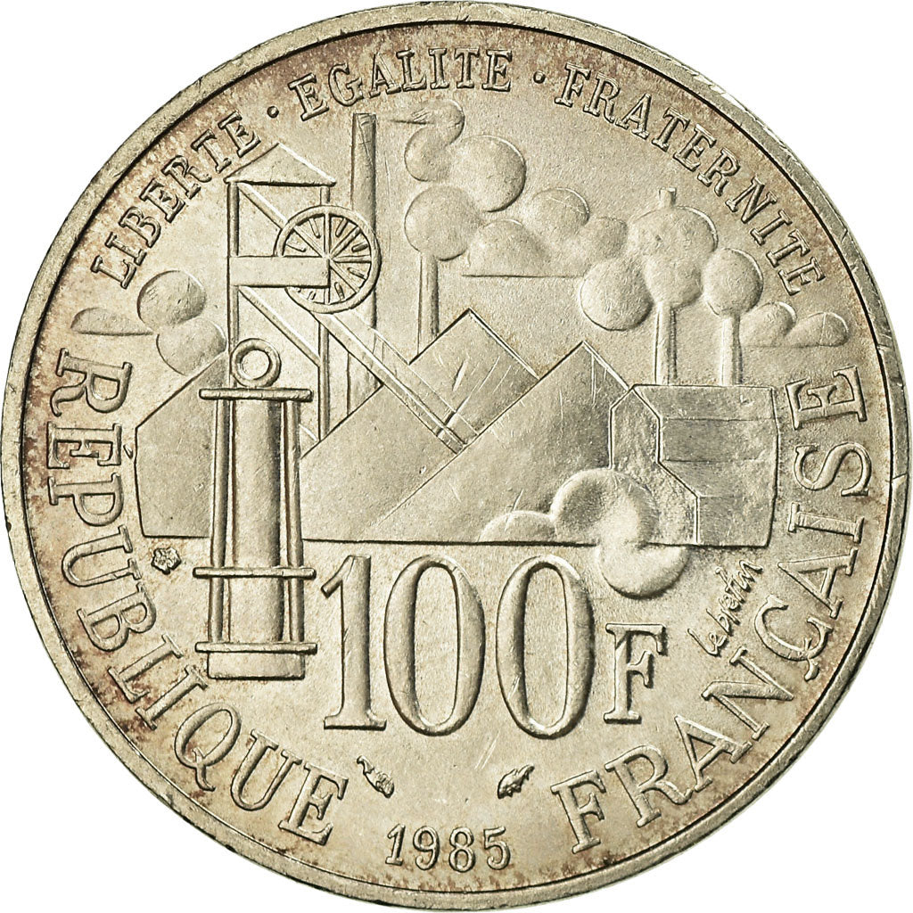 Moneda, Francia, Germinal, 100 Francs, 1985, EBC+, Plata, KM:957, Gadoury:900