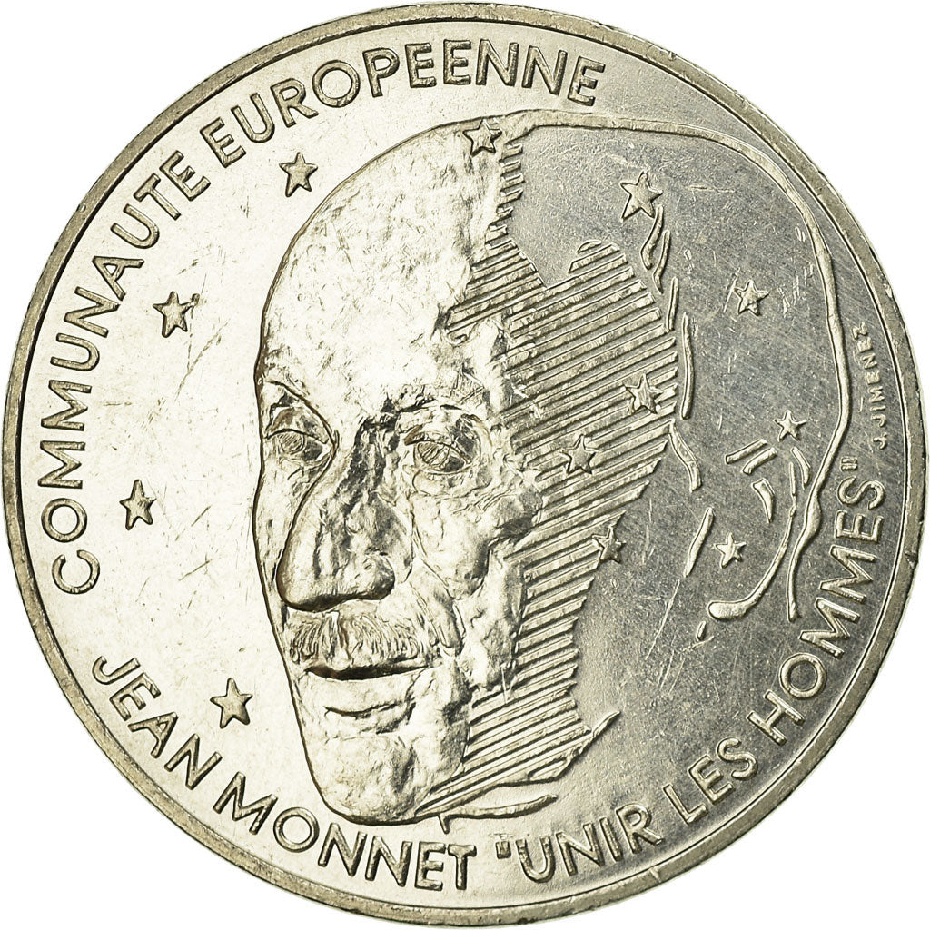 Moeda, França, Jean Monnet, 100 Francs, 1992, AU(55-58), Prata, KM:1120