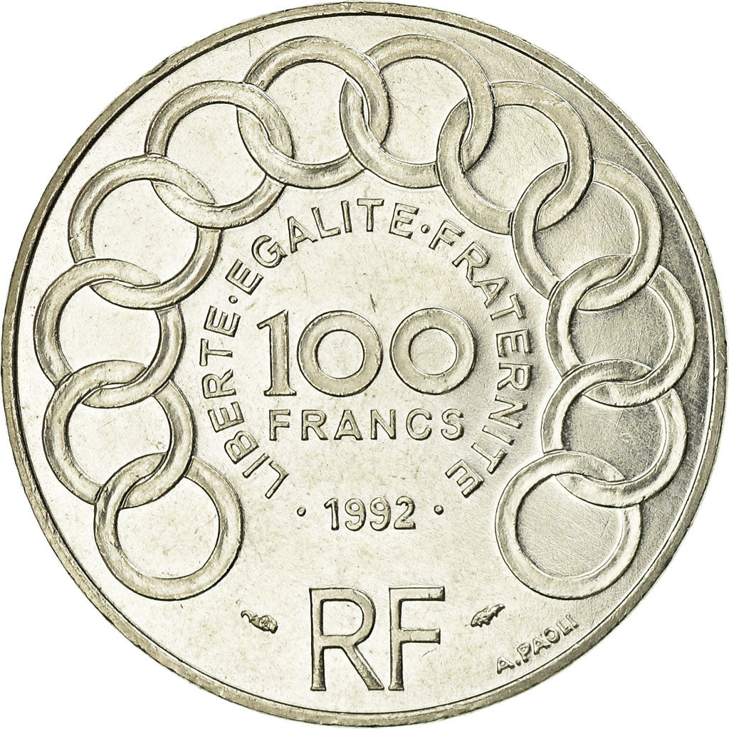 Coin, France, Jean Monnet, 100 Francs, 1992, MS(60-62), Silver, KM:1120