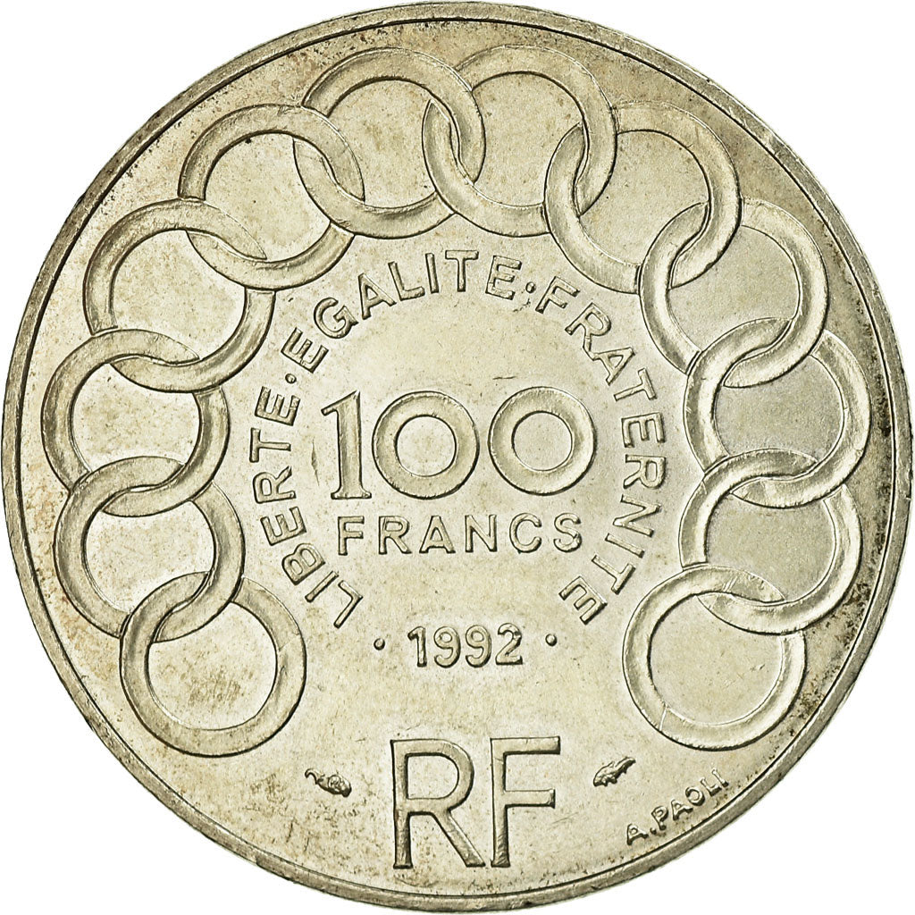 Münze, Frankreich, Jean Monnet, 100 Francs, 1992, VZ, Silber, KM:1120
