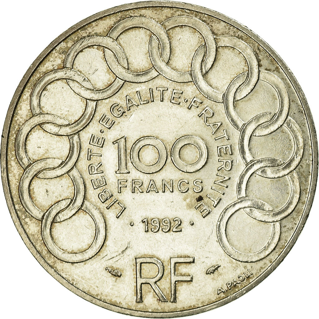Coin, France, Jean Monnet, 100 Francs, 1992, AU(50-53), Silver, KM:1120
