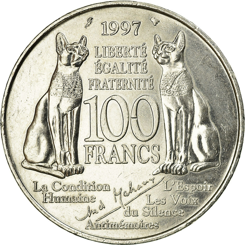 Moneta, Francia, André Malraux, 100 Francs, 1997, SPL, Argento, KM:1188