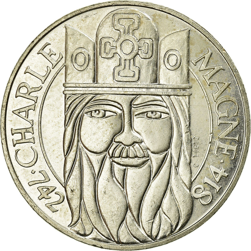 Moneta, Francia, Charlemagne, 100 Francs, 1990, SPL-, Argento, KM:982