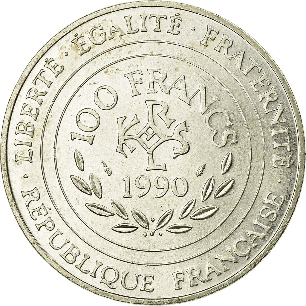 Moneta, Francia, Charlemagne, 100 Francs, 1990, SPL-, Argento, KM:982