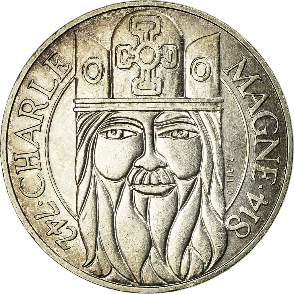 Coin, France, Charlemagne, 100 Francs, 1990, MS(60-62), Silver, KM:982