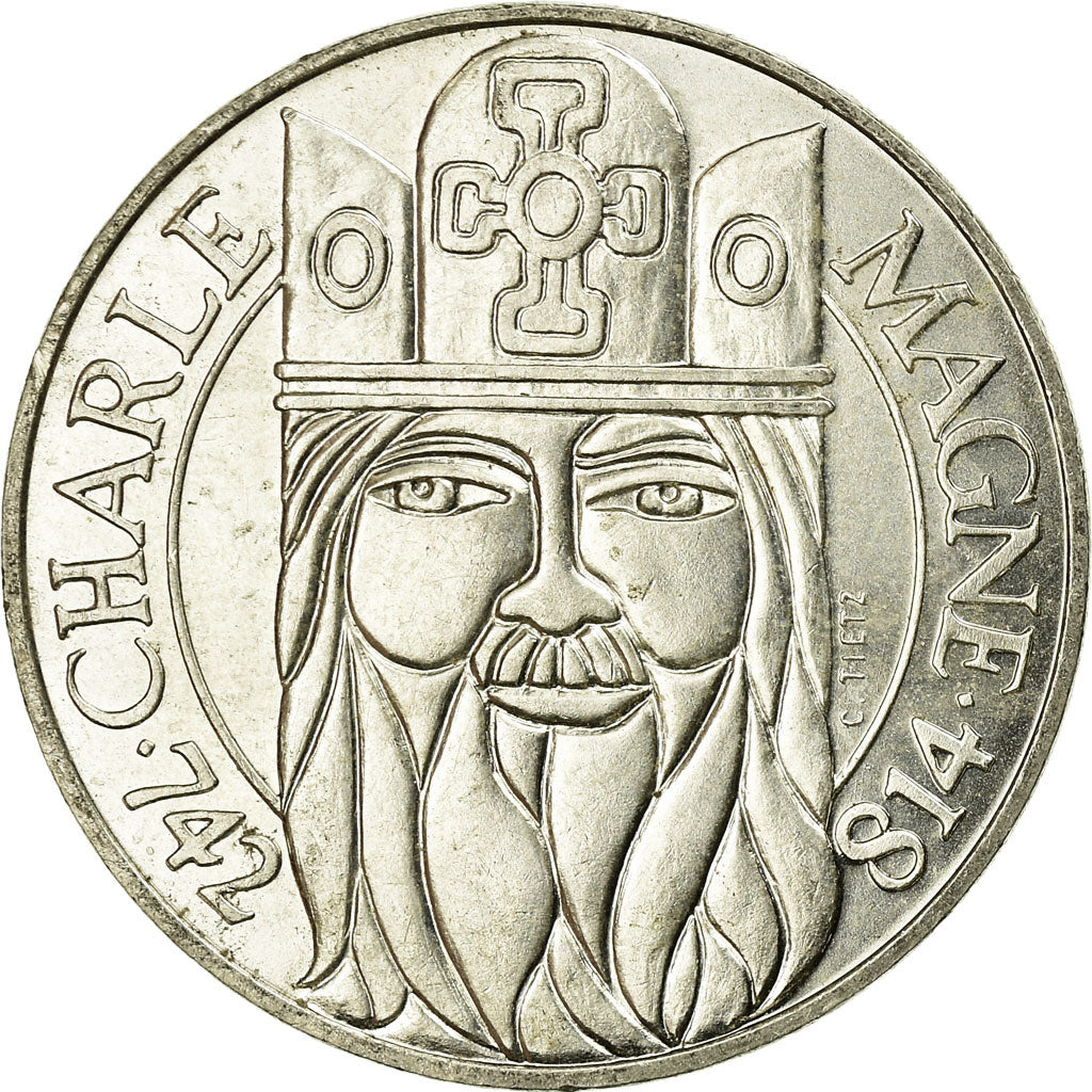 Coin, France, Charlemagne, 100 Francs, 1990, MS(60-62), Silver, KM:982