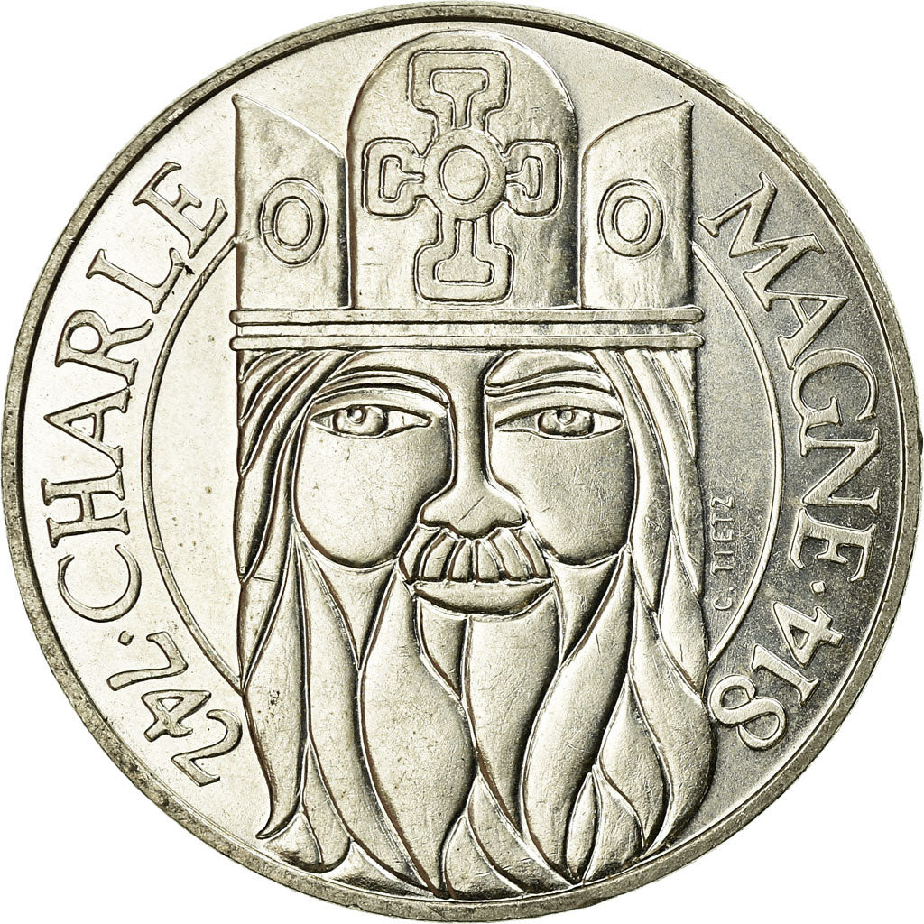Coin, France, Charlemagne, 100 Francs, 1990, MS(60-62), Silver, KM:982