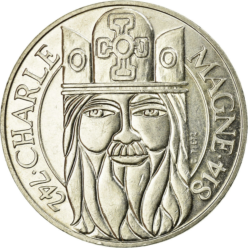 Coin, France, Charlemagne, 100 Francs, 1990, MS(60-62), Silver, KM:982