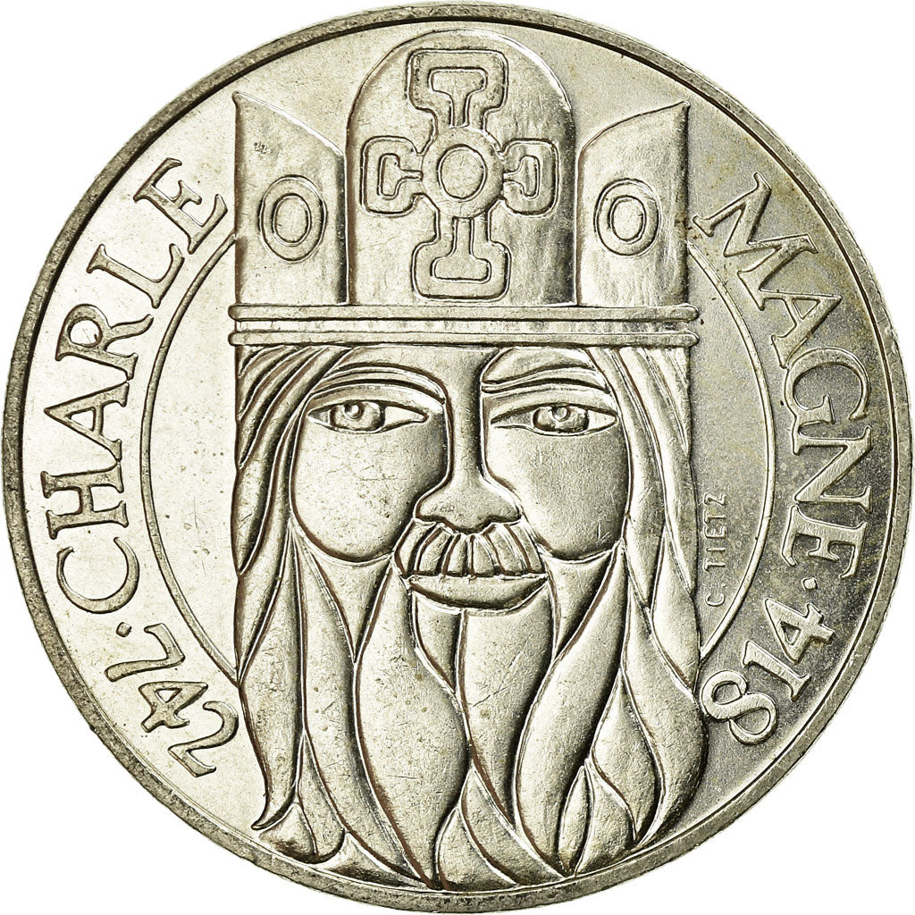 Coin, France, Charlemagne, 100 Francs, 1990, MS(60-62), Silver, KM:982