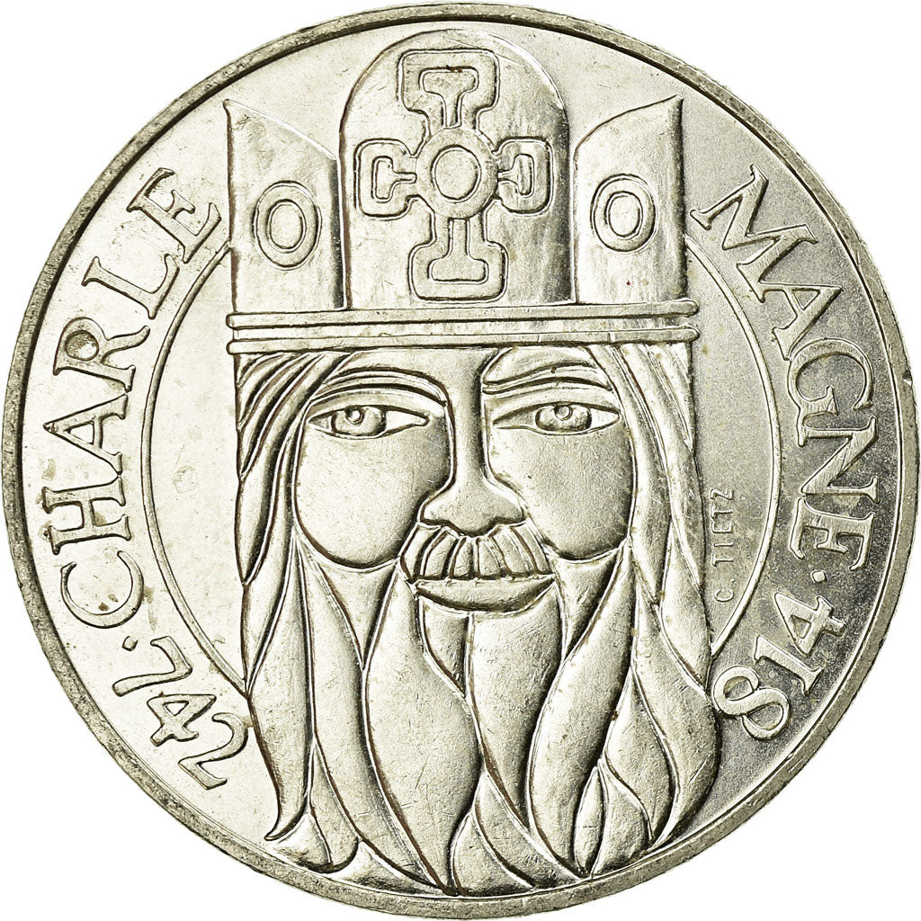 Coin, France, Charlemagne, 100 Francs, 1990, MS(60-62), Silver, KM:982