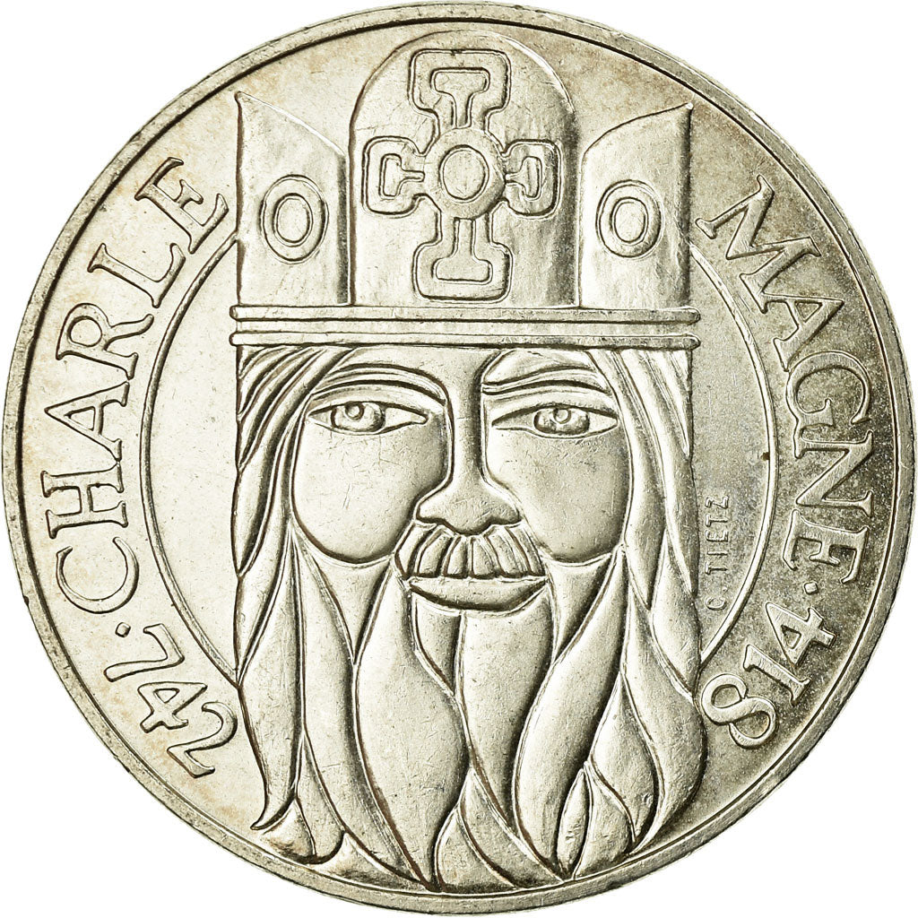 Münze, Frankreich, Charlemagne, 100 Francs, 1990, VZ, Silber, KM:982