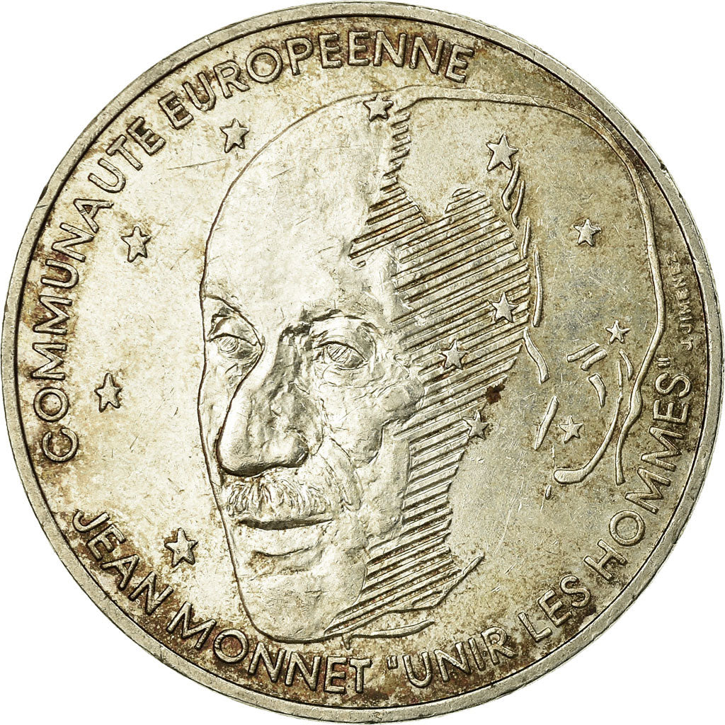 Moneta, Francia, Jean Monnet, 100 Francs, 1992, BB+, Argento, KM:1120