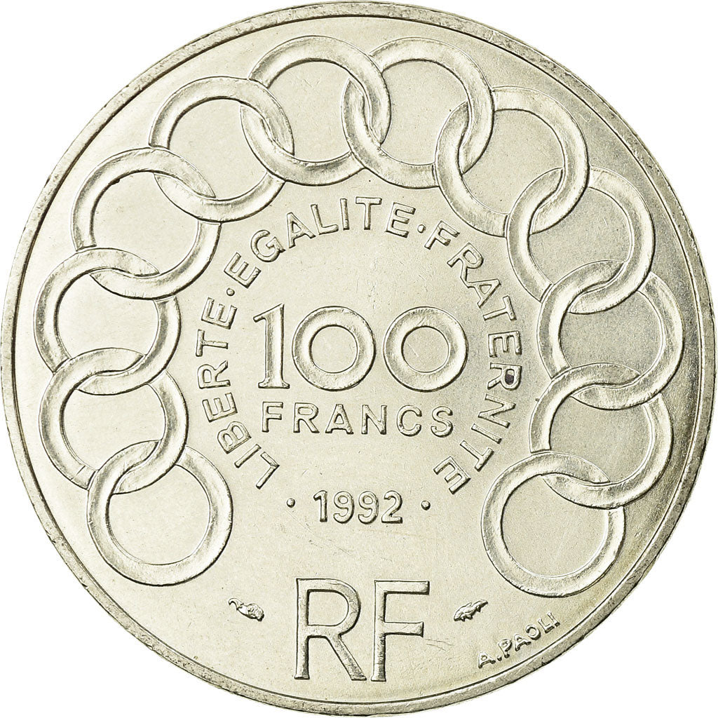 Coin, France, Jean Monnet, 100 Francs, 1992, AU(50-53), Silver, KM:1120