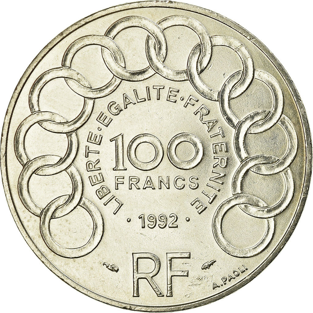 Coin, France, Jean Monnet, 100 Francs, 1992, MS(60-62), Silver, KM:1120