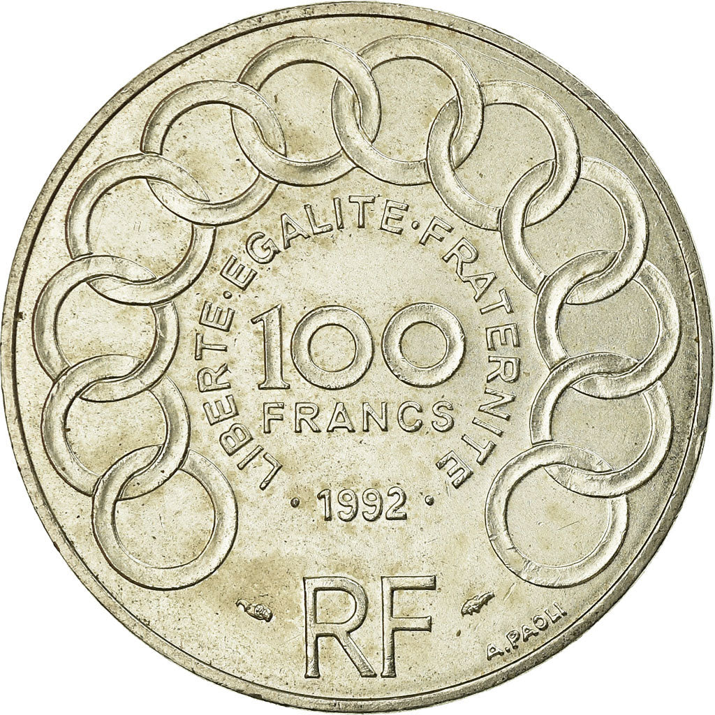 Coin, France, Jean Monnet, 100 Francs, 1992, MS(60-62), Silver, KM:1120