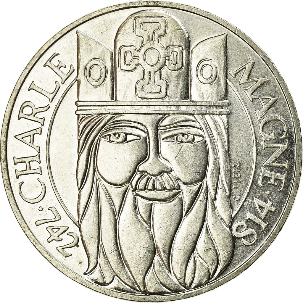 Coin, France, Charlemagne, 100 Francs, 1990, MS(60-62), Silver, KM:982