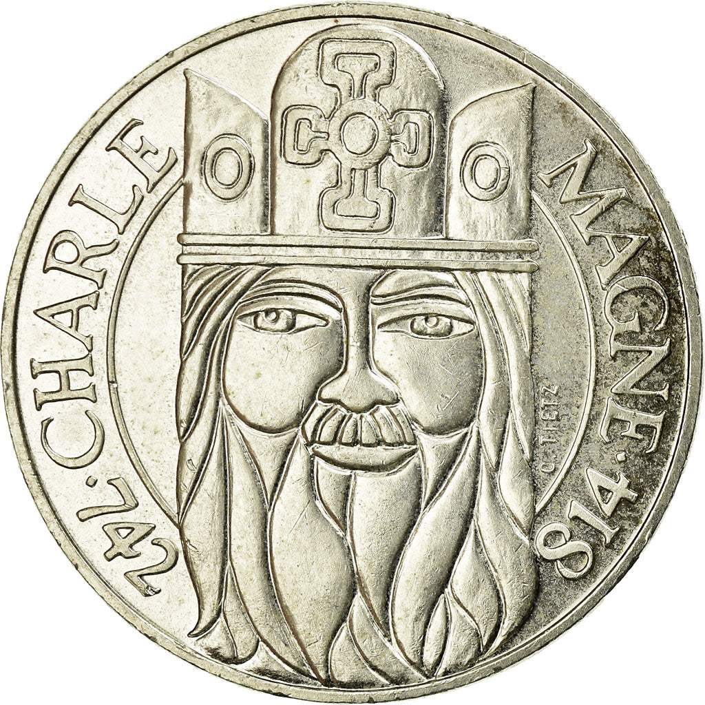 Coin, France, Charlemagne, 100 Francs, 1990, AU(55-58), Silver, KM:982