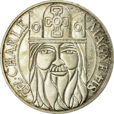 Moneta, Francja, Charlemagne, 100 Francs, 1990, AU(55-58), Srebro, KM:982