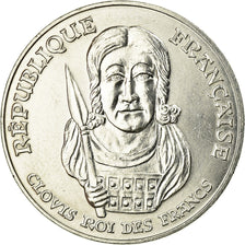 Moeda, França, Clovis, 100 Francs, 1996, MS(60-62), Prata, KM:1180, Gadoury:953
