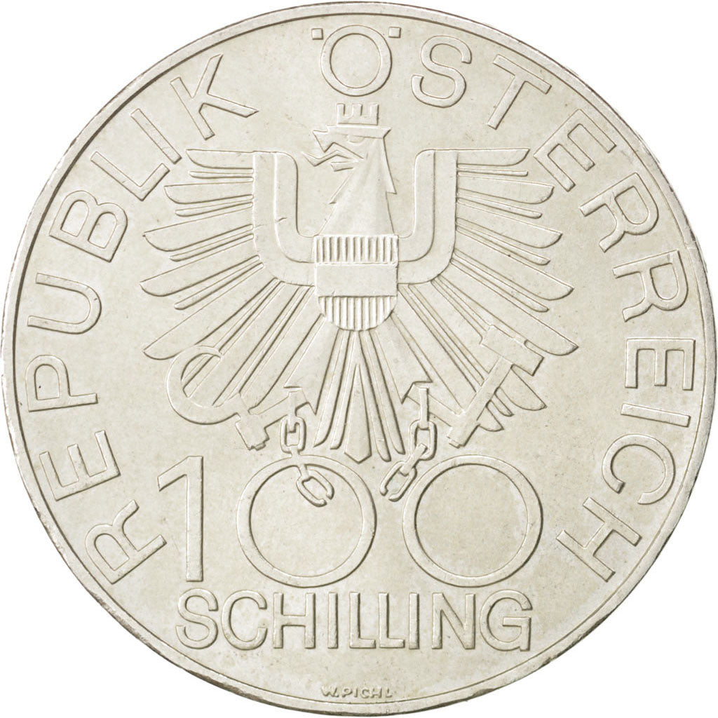 AUSTRIA, 100 Schilling, 1979, KM #2943, AU(55-58), Silver, 36, 23.96