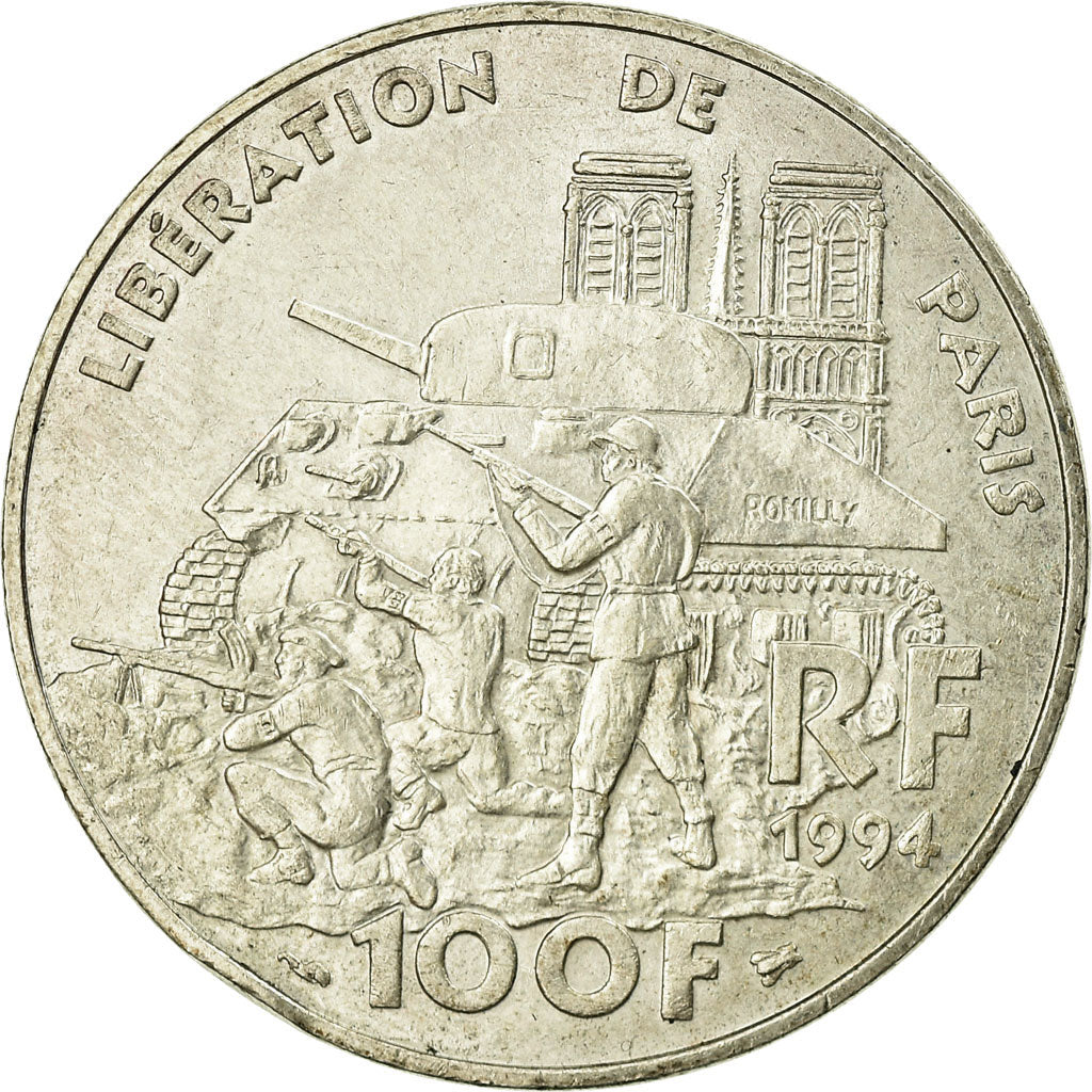 Coin, France, Libération de Paris, 100 Francs, 1994, AU(50-53), Silver