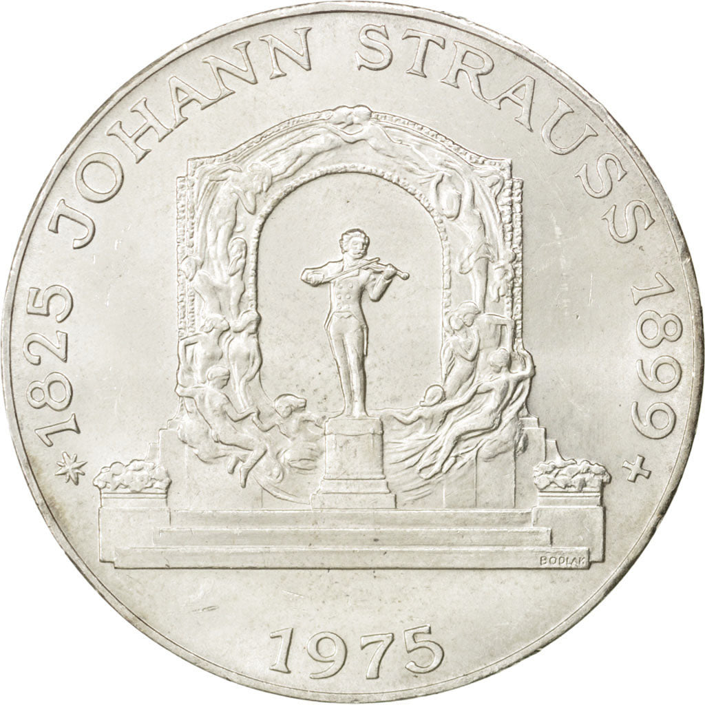 AUSTRIA, 100 Schilling, 1975, KM #2923, AU(55-58), Silver, 36, 23.92