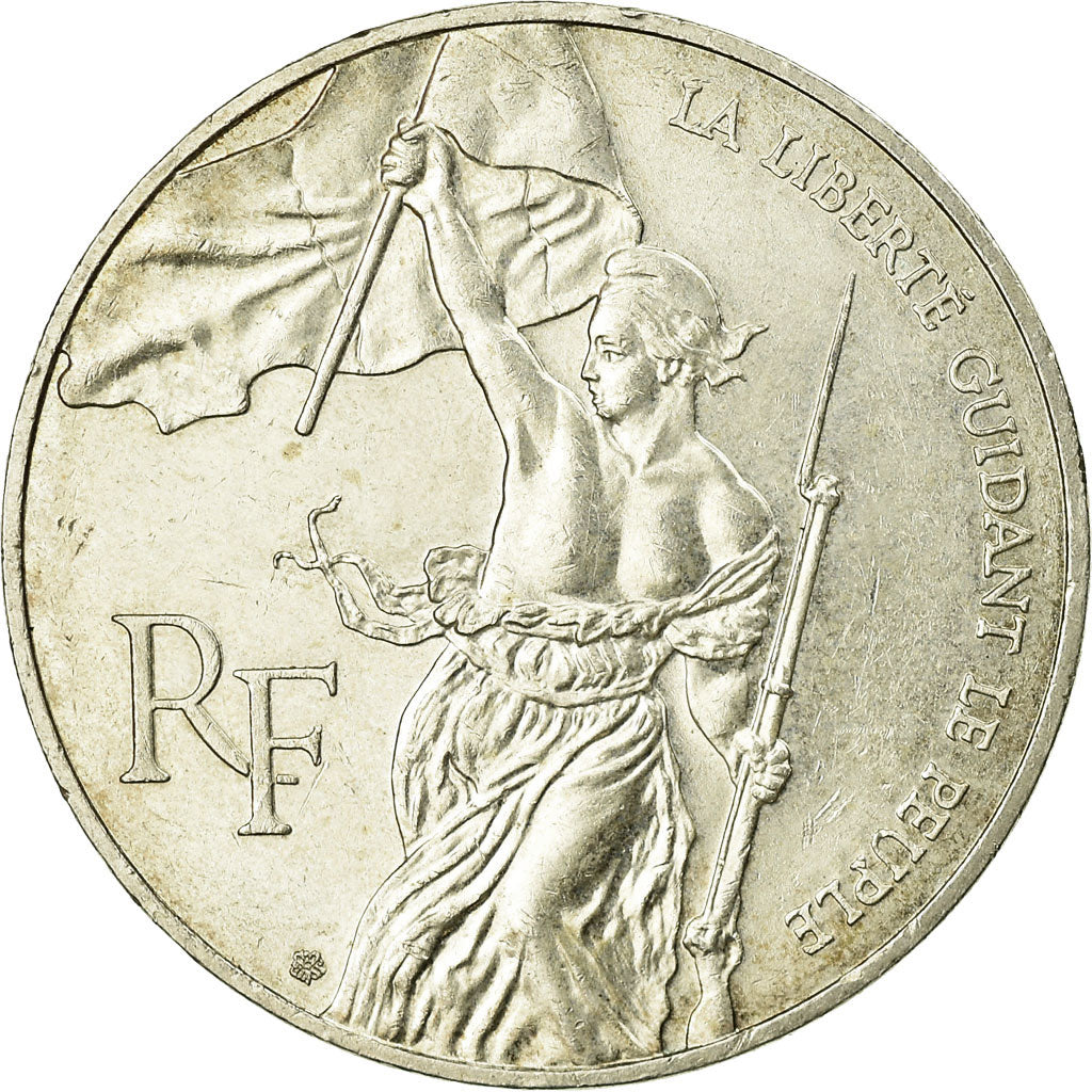 Moeda, França, Liberté guidant le peuple, 100 Francs, 1993, AU(55-58), Prata