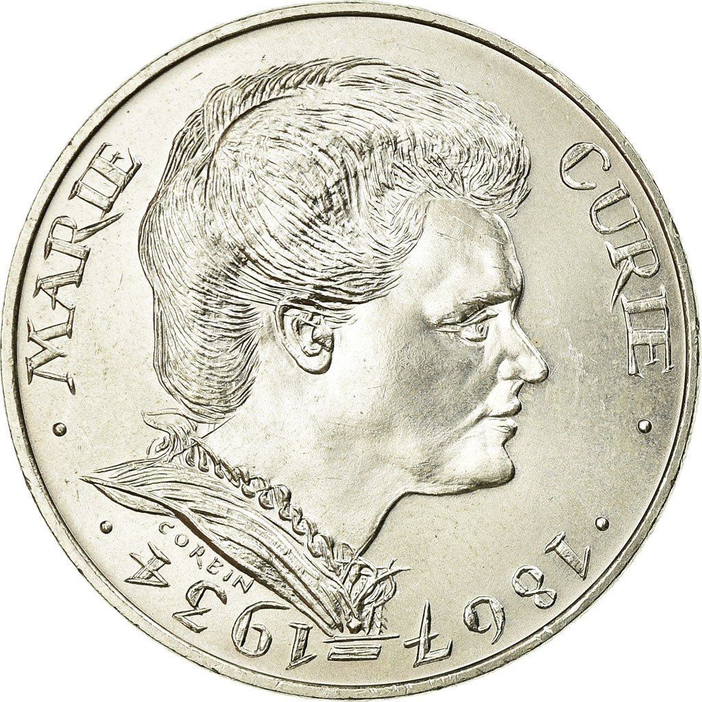 Moneta, Francja, Marie Curie, 100 Francs, 1984, MS(63), Srebro, KM:955
