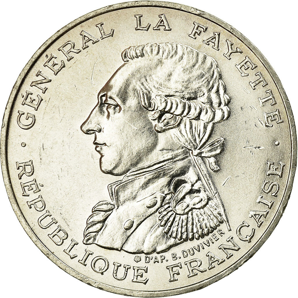 Coin, France, Lafayette, 100 Francs, 1987, MS(60-62), Silver, KM:962