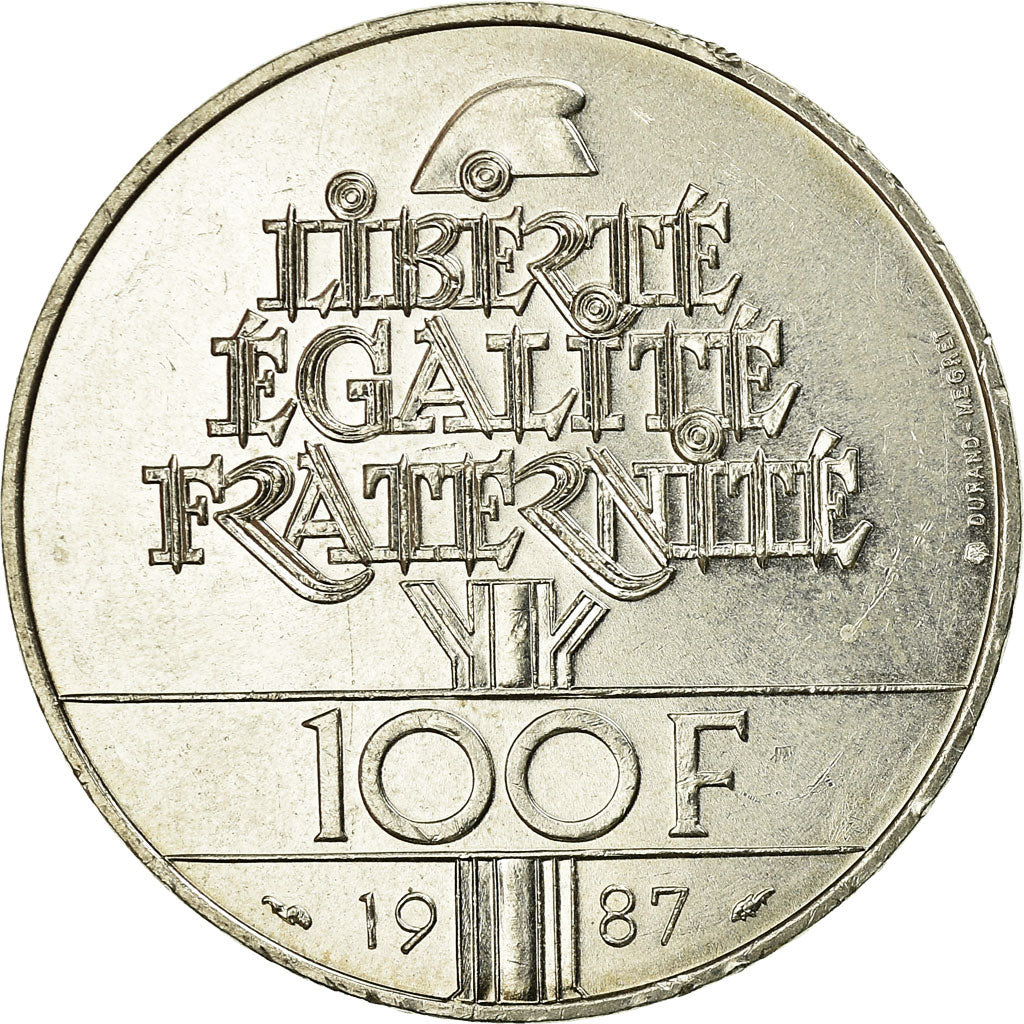 Coin, France, Lafayette, 100 Francs, 1987, MS(60-62), Silver, KM:962