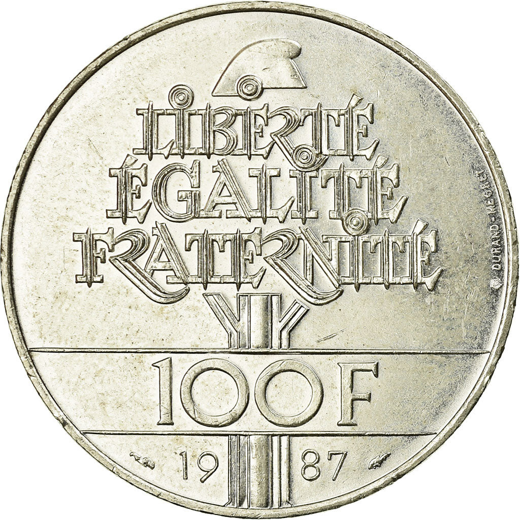 Coin, France, Lafayette, 100 Francs, 1987, MS(60-62), Silver, KM:962