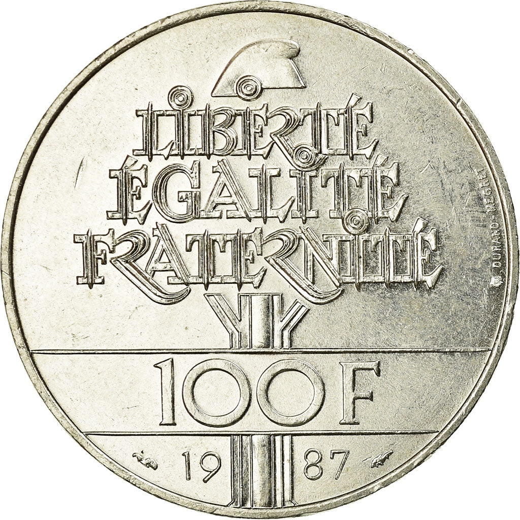 Coin, France, Lafayette, 100 Francs, 1987, MS(60-62), Silver, KM:962