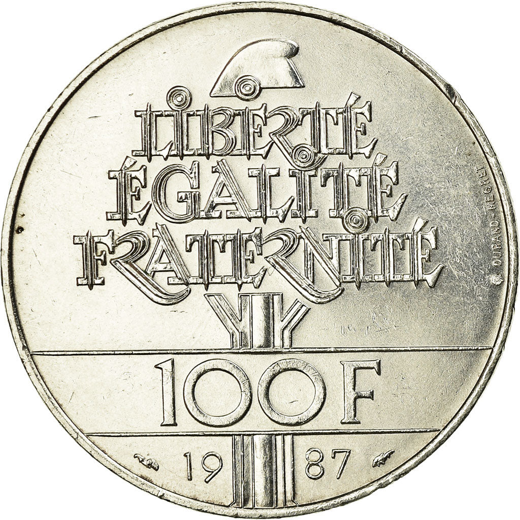 Coin, France, Lafayette, 100 Francs, 1987, MS(60-62), Silver, KM:962