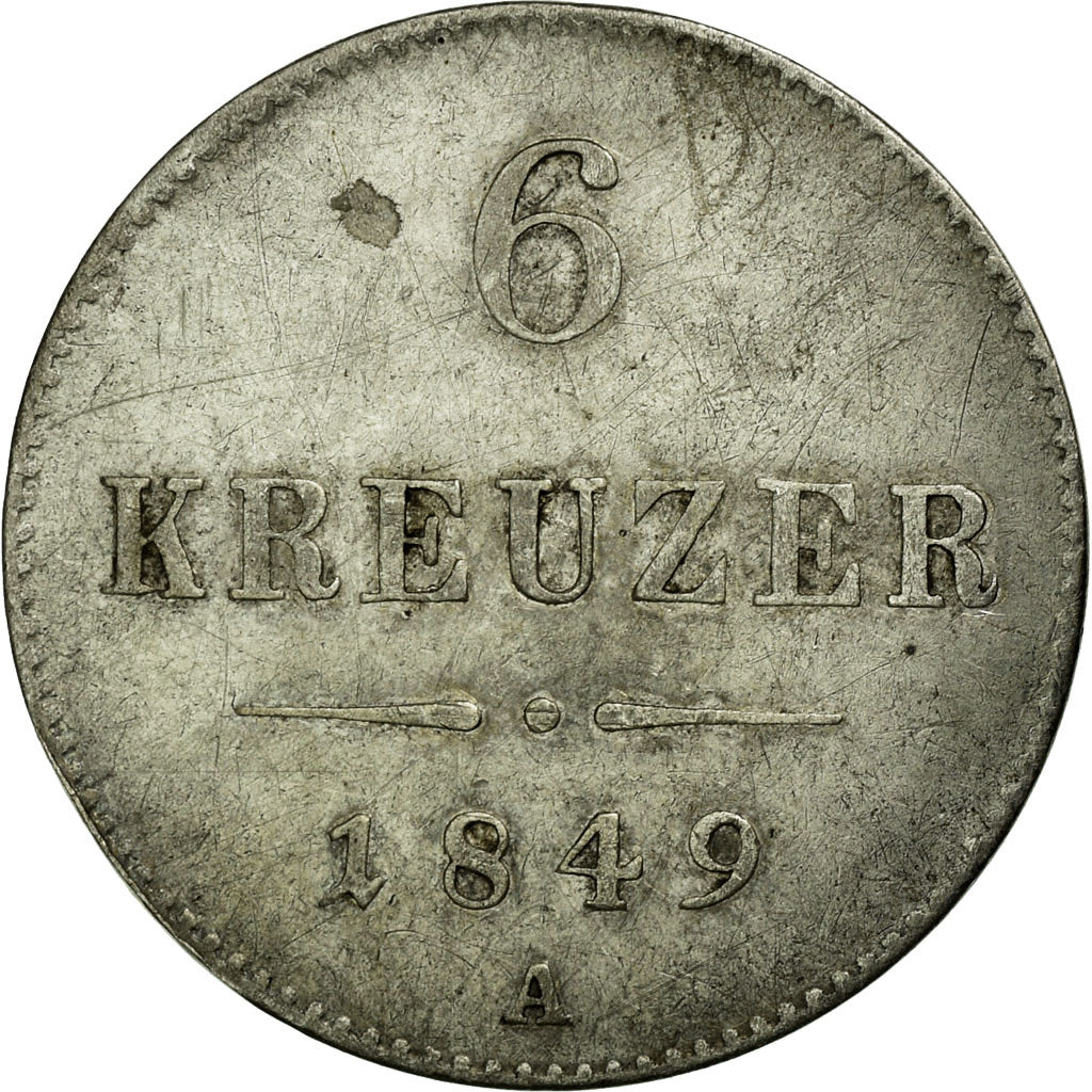 Coin, Austria, Franz Joseph I, 6 Kreuzer, 1849, AU(55-58), Silver, KM:2200