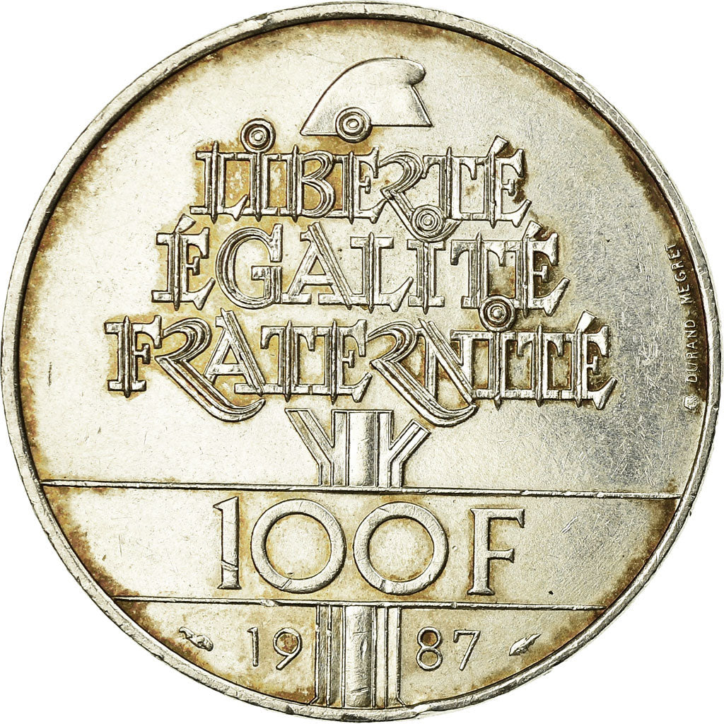 Coin, France, Lafayette, 100 Francs, 1987, EF(40-45), Silver, KM:962