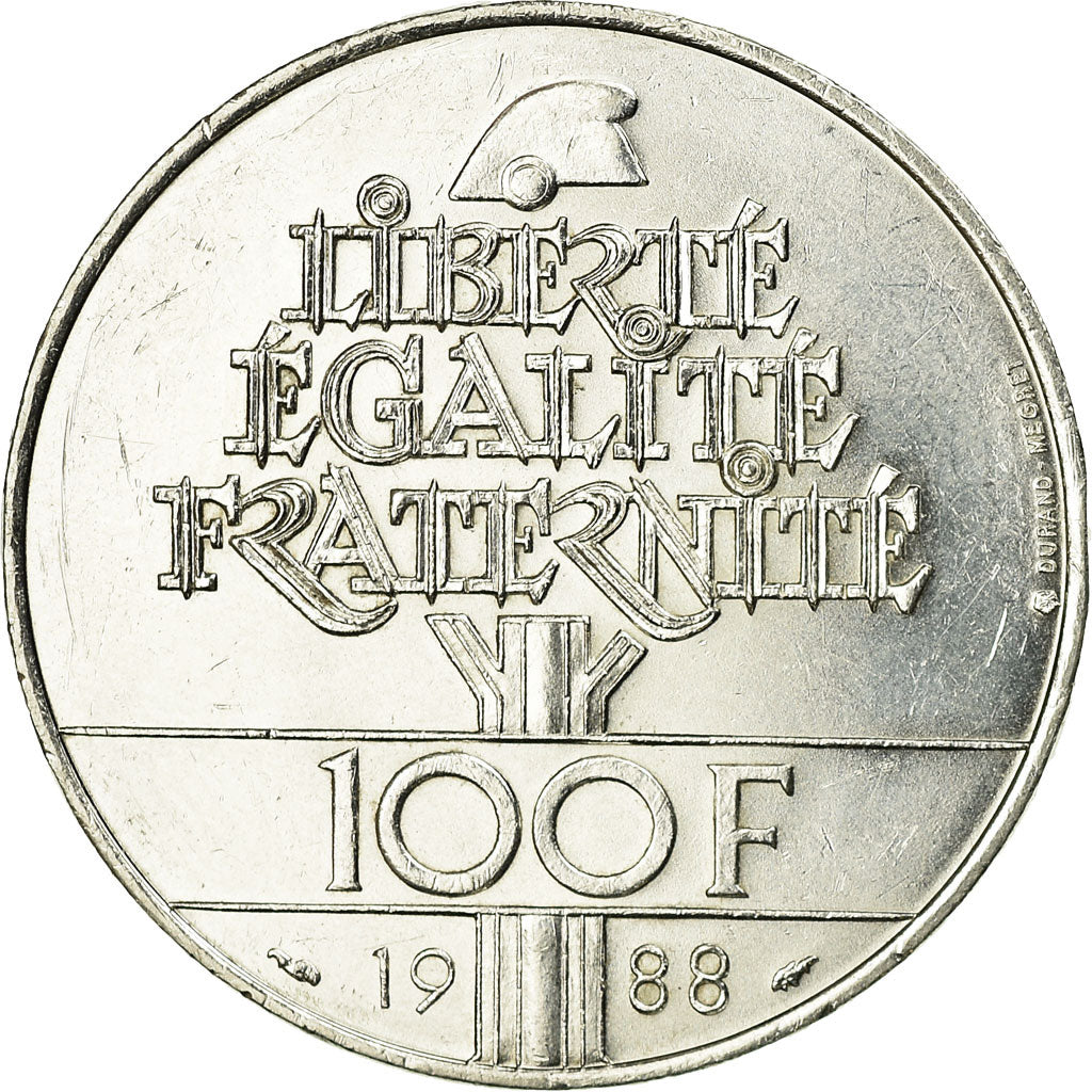 Coin, France, Fraternité, 100 Francs, 1988, MS(63), Silver, KM:966