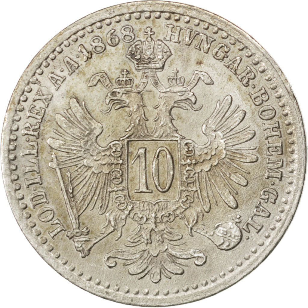 Austria, Franz Joseph I, 10 Kreuzer, 1868, SPL-, Argento, KM:2206