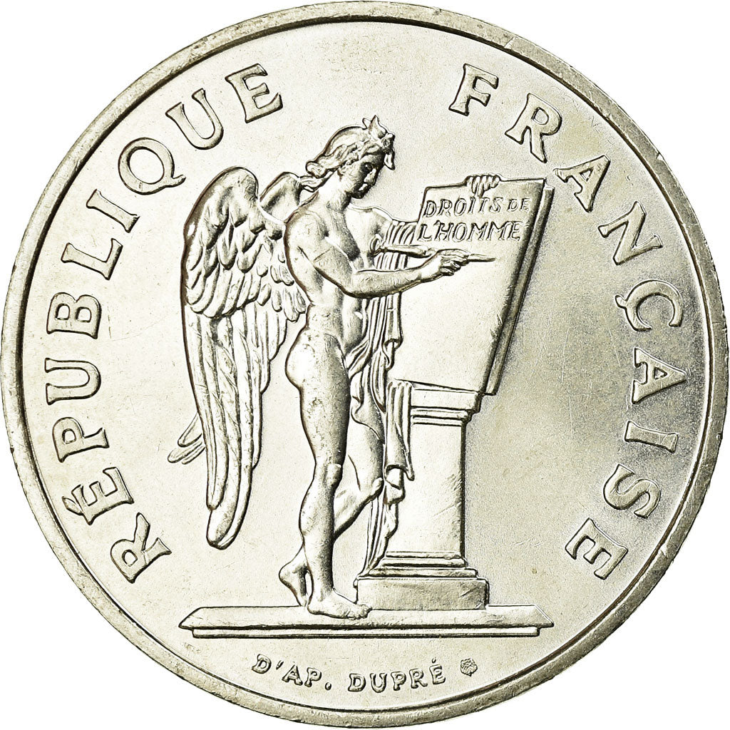 Coin, France, Droits de l'Homme, 100 Francs, 1989, MS(63), Silver, KM:970
