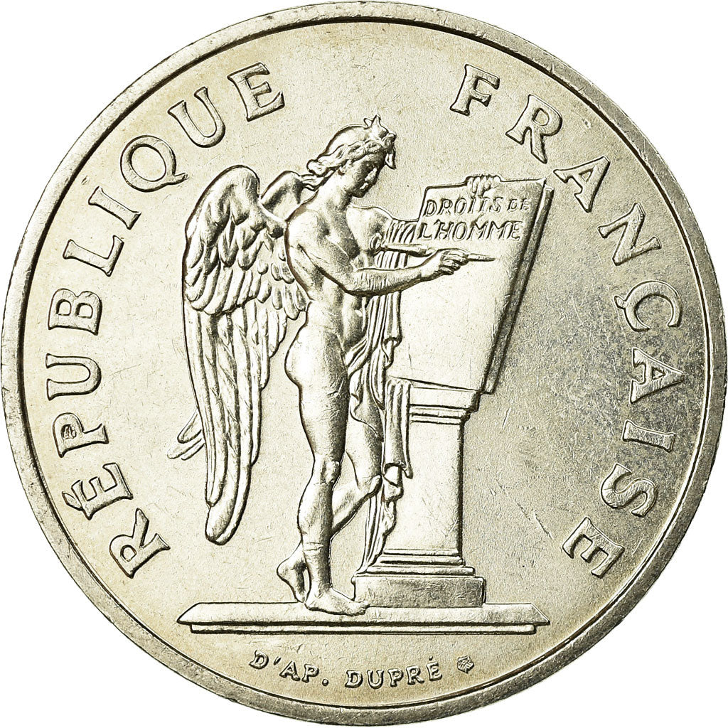 Moneta, Francja, Droits de l'Homme, 100 Francs, 1989, MS(60-62), Srebro, KM:970