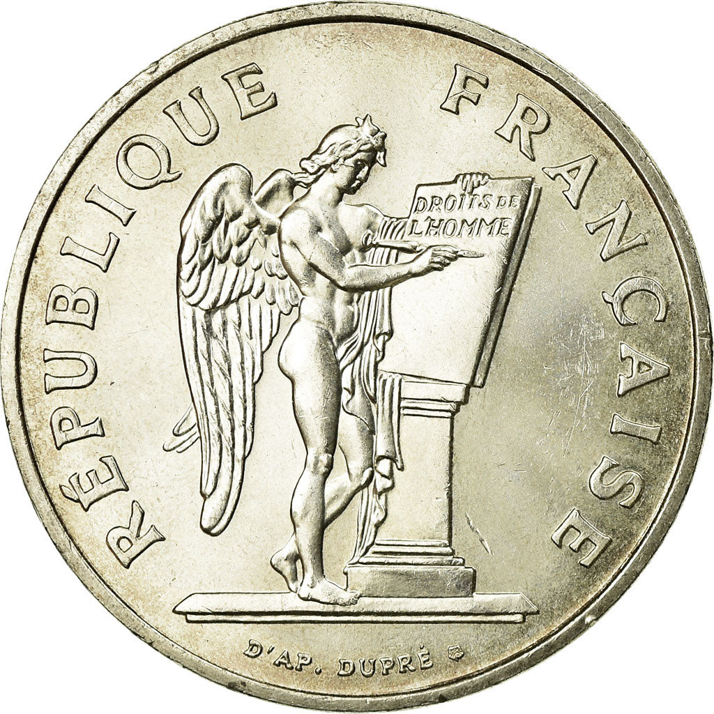 Coin, France, Droits de l'Homme, 100 Francs, 1989, MS(60-62), Silver, KM:970