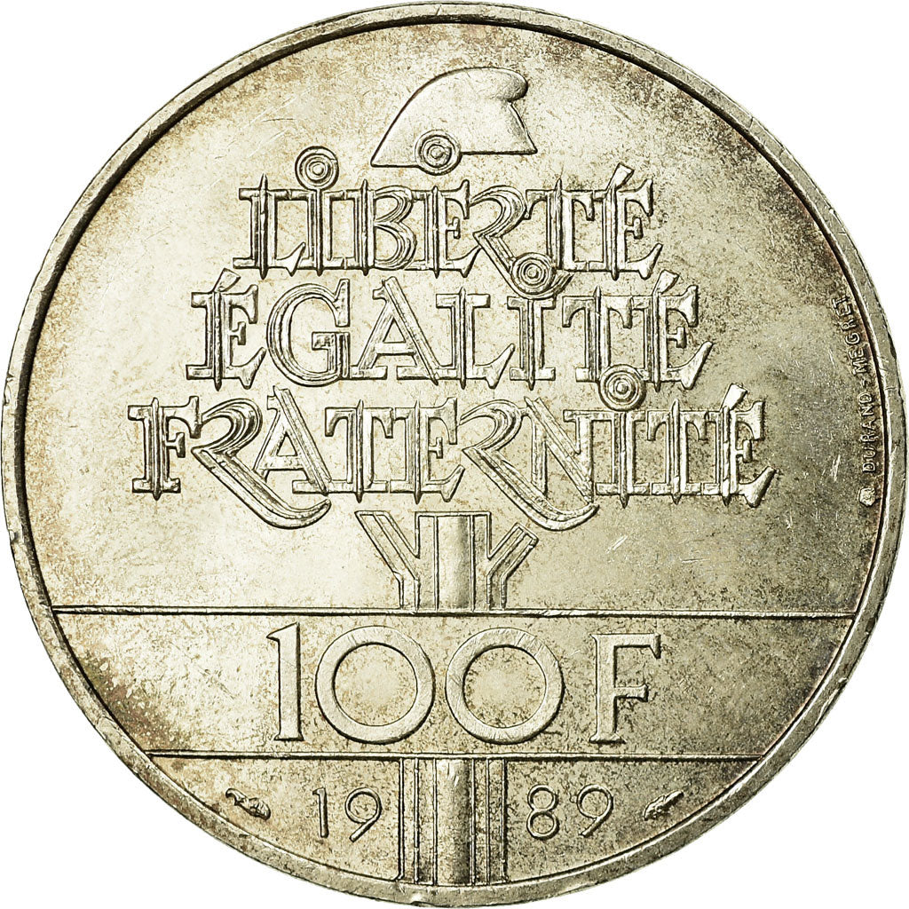 Coin, France, Droits de l'Homme, 100 Francs, 1989, MS(60-62), Silver, KM:970