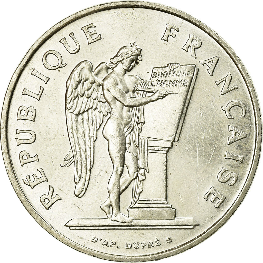 Coin, France, Droits de l'Homme, 100 Francs, 1989, AU(55-58), Silver, KM:970